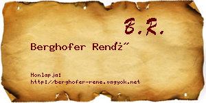 Berghofer René névjegykártya